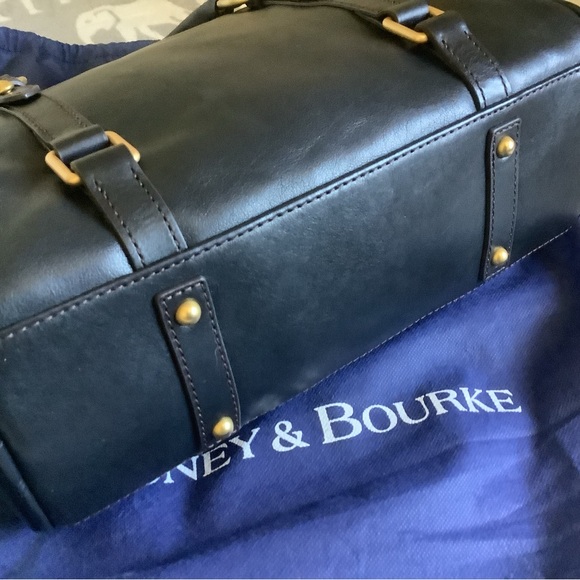 Dooney Bourke All Black Florentine Leather Small Buckle Satchel Bag - Picture 11 of 15